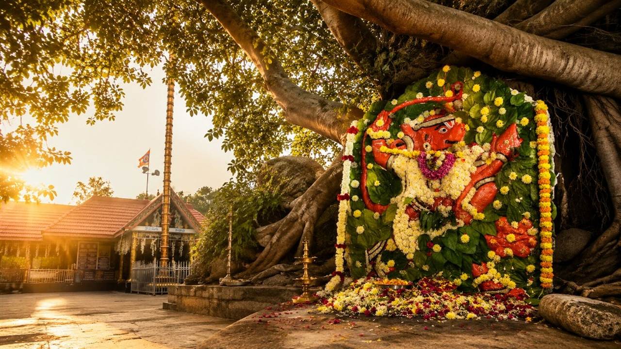 Gottigere Ayyappa Temple at dawn — temple near me Bangalore